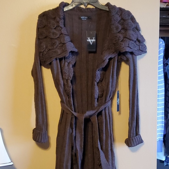 NWT Vertigo Wool Blend Long Cardigan Sweater - Picture 3 of 11